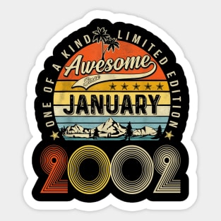 Awesome Since January 2002 Vintage 21st Birthday Sticker